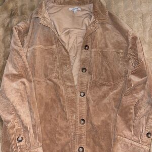 Corduroy Button-Up Jacket in Tan